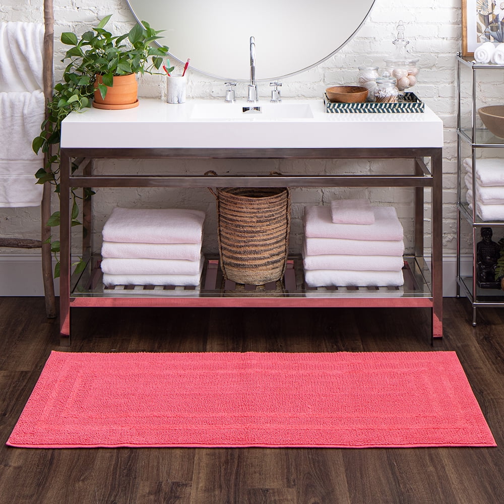 Mohawk Home Cotton Reversible Bath Mat, Fiesta Coral Rose, 24" x 60"