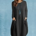 thumbnail image 3 of Vestido casual para mujer, vestido de manga larga con bolsillos, vestido de moda para mujer, vestido de color puro diseñado para precisión, 3 of 6