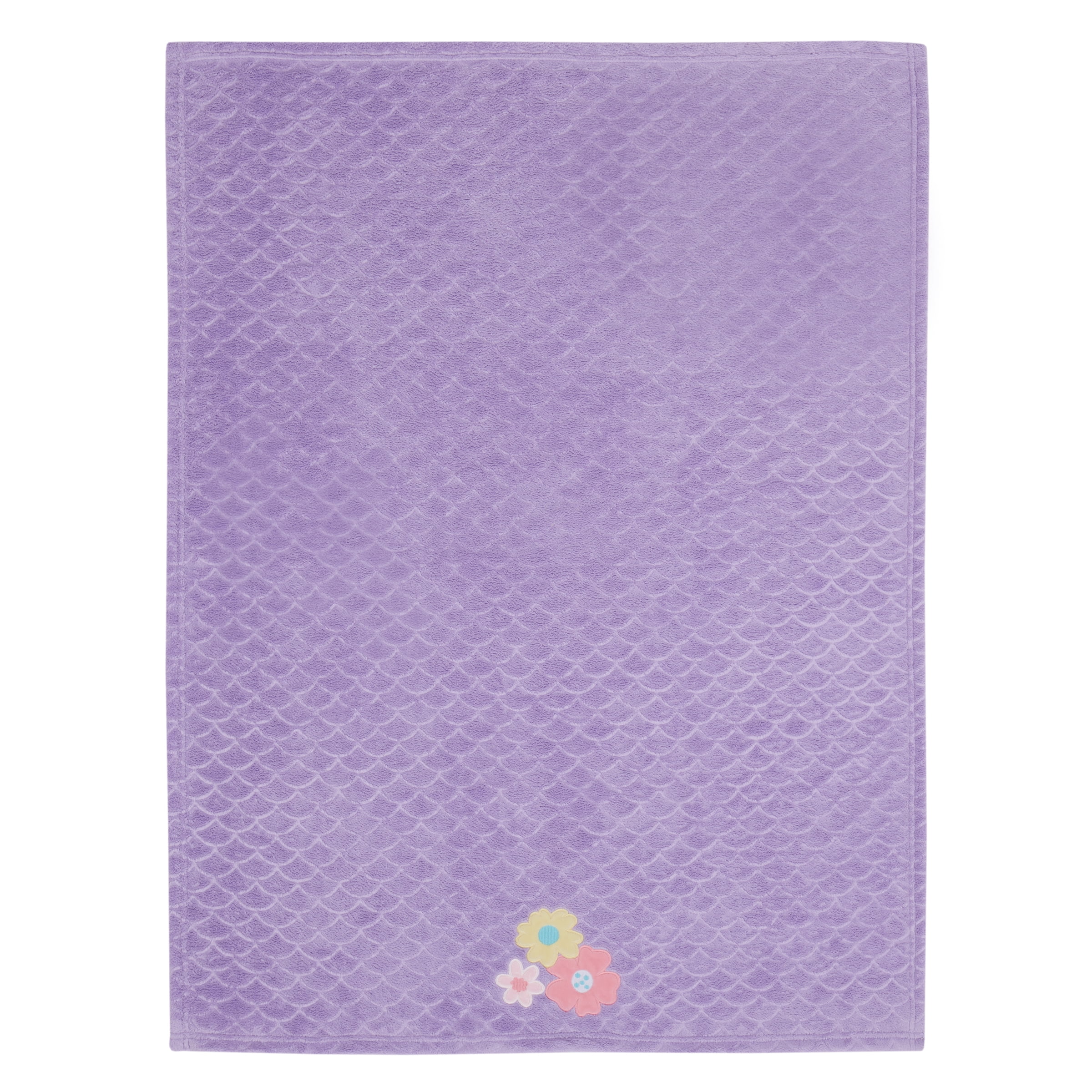 Parent's Choice Applique Floral Blanket, Lavender, 30 in x 40 in, Infant Girl