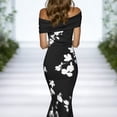 thumbnail image 4 of Xaqiouau Womens Off Shoulder Floral Print Midi Dress Twisted Pleated Fitted Hem Cocktail Party Dress, 4 of 9