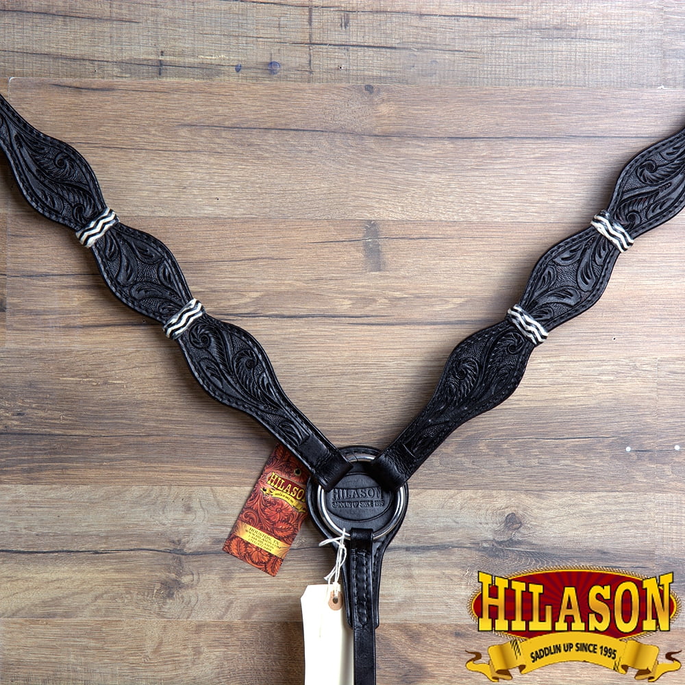 Hilason Western Horse Breast Collar American Leather Black Rawhide