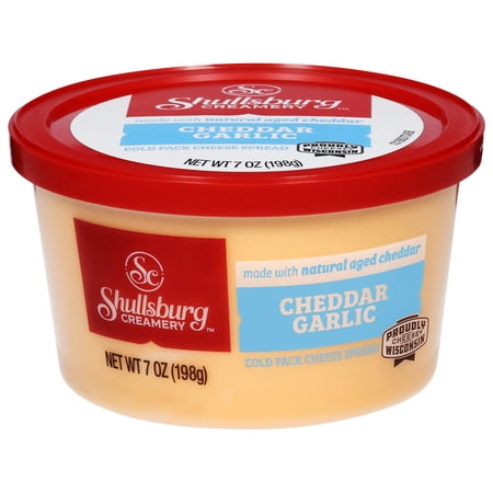Shullsburg Creamery Garlic Cheddar Spreadable Cheese Spread, 7 oz, Tub, Refrigerated