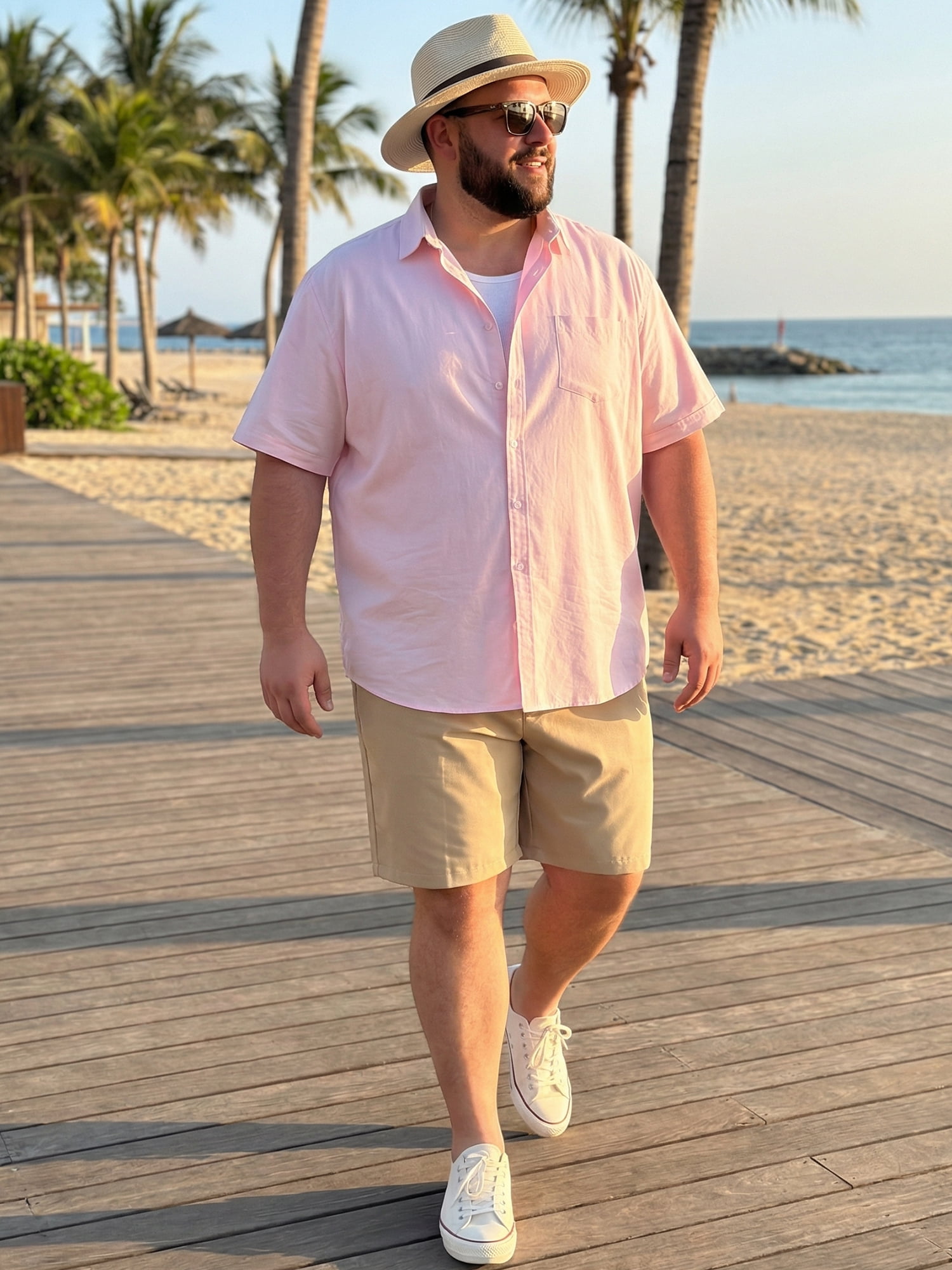 DARING DIVA Men's Big and Tall Business Dress Shirt with Chest Pocket XL Pink