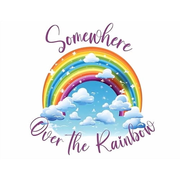 Somewhere Over The Rainbow in Purple Edible Cake Topper-8" Round