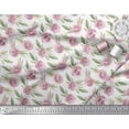 thumbnail image 2 of Soimoi White polyester Crepe Fabric Leaves & Rose Floral Print Fabric by the Yard 42 Inch Wide, 2 of 3