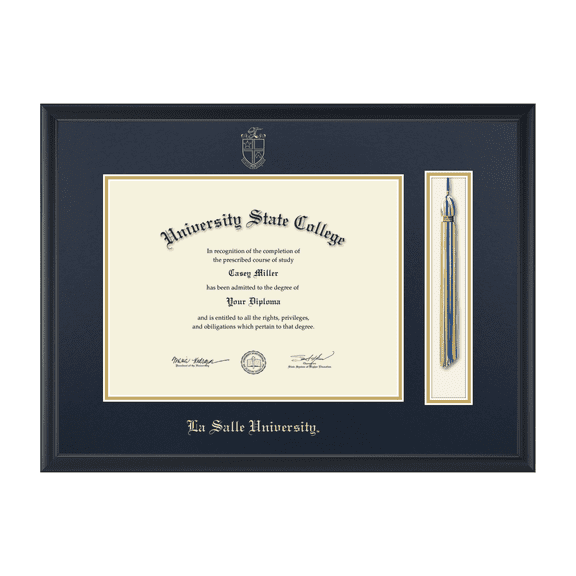 Framerly - La Salle Tassel Diploma Frame with Navy and Gold Mat