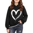 thumbnail image 2 of Wilak Girls Heart Printed Hoodies Sweatshirts Pullover Cute Casual Long Sleeve Kids Fall Tops Black 6T, 2 of 7