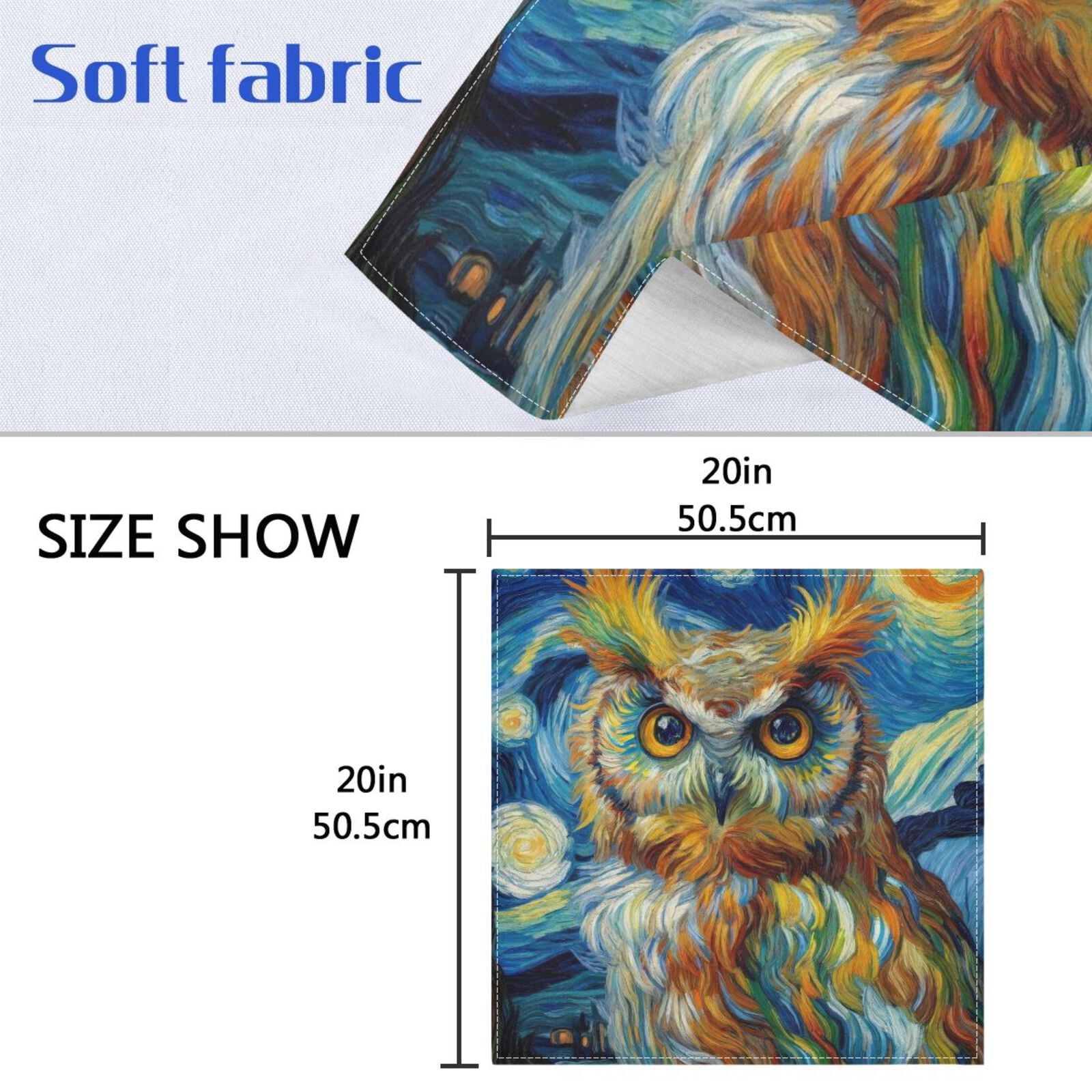 JSTEL Owl Starry Sky Cloth Napkins Set of 6, 20x20 Inch Washable and Reusable Napkin for Decoupage Dinner Party Everyday Use