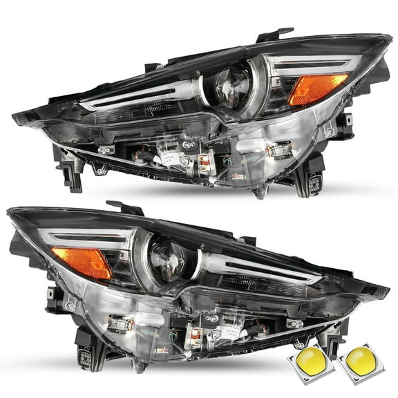 For 2019-2021 Mazda 3 LED Clear Black OEM W/O AFS Headlights Assembly Left Right