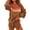 Brown, variant on Retro Striped Lounge Set for Women, Long Sleeve Crewneck Sweatshirt & Elastic Waist Shorts - Fall Casual Two Piece Outfit Pink S