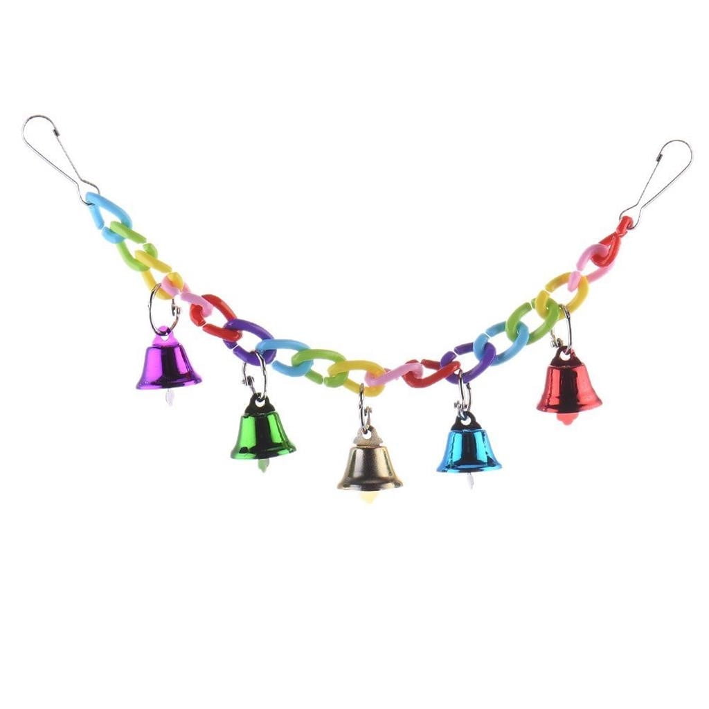 OAVQHLG3B Bird Swing Bells Toys, Colorful Parrot Metal Bells, Hanging Bird Chewing Toys, Bird Cage Accessories, Suitable for Small to Medium Birds Budgie Lovebirds Conures Parakeets