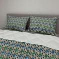 thumbnail image 2 of Moroccan Comforter & Sham Bedding Set, Geometric Hexagonal Pattern Stars Style Eastern Zellige Art, 3 pcs Duvet Set Microfiber Filling Quilt, 5 Sizes, Green Blue Black, by Ambesonne, 2 of 4