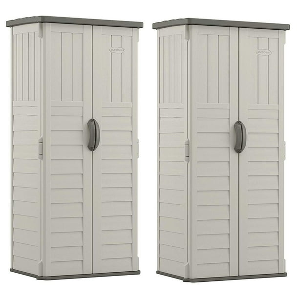 Suncast 32 25 X 2 12 Ft Resin Storage Shed Com Suncast 22 Cubic Feet Resin Versatile Vertical Storage Shed Building 2 Pack, Suncast Outdoor Storage Unit