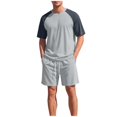 thumbnail image 3 of Sentmoon Men's Outfits 2 Piece Set Mens Toos and Workout Shorts Men Athletic Set Short Sleeve Color Block Tee and Pocket Shorts Drawstring Elastic Waist Breathable Casual Gym Running Travel Wear, 3 of 9