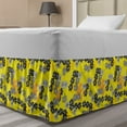 thumbnail image 1 of Floral Bed Skirt, Greyscale Spring Field Flowering Blossoms of the Season Summer Design, Elastic Bedskirt Dust Ruffle Wrap Around for Bedding Decor, 4 Sizes, Yellow Grey and Orange, by Ambesonne, 1 of 2