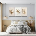 thumbnail image 6 of 3 Piece Wall Art Canvas Gold Flower Picture Minimalist Floral Poster Modern Artwork Print on Canvas, Framed for Living Room Bedroom Office, 12"x16"x3 Panels, 6 of 7
