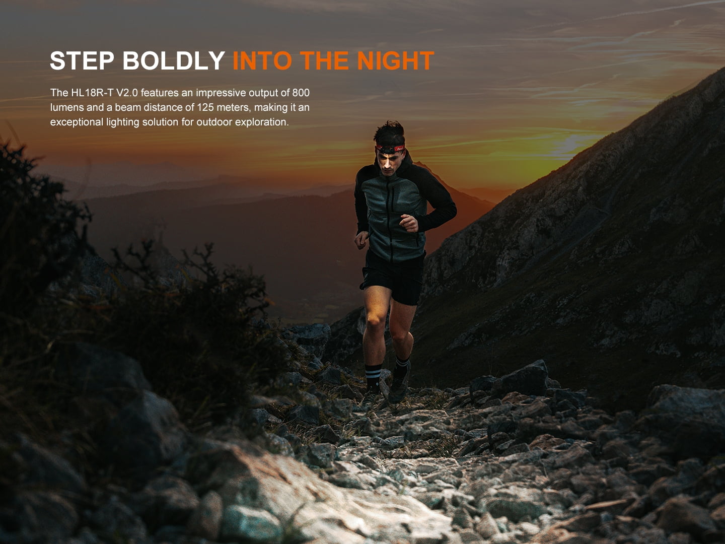 Fenix HL18R-T V2.0 800 Lumen Rechargeable Trail Running Headlamp + LumenTac Organizer