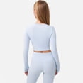 thumbnail image 5 of Active Women's Cropped Button-Front Long Sleeve Top with Thumbholes - X Large, Light Blue, 5 of 7