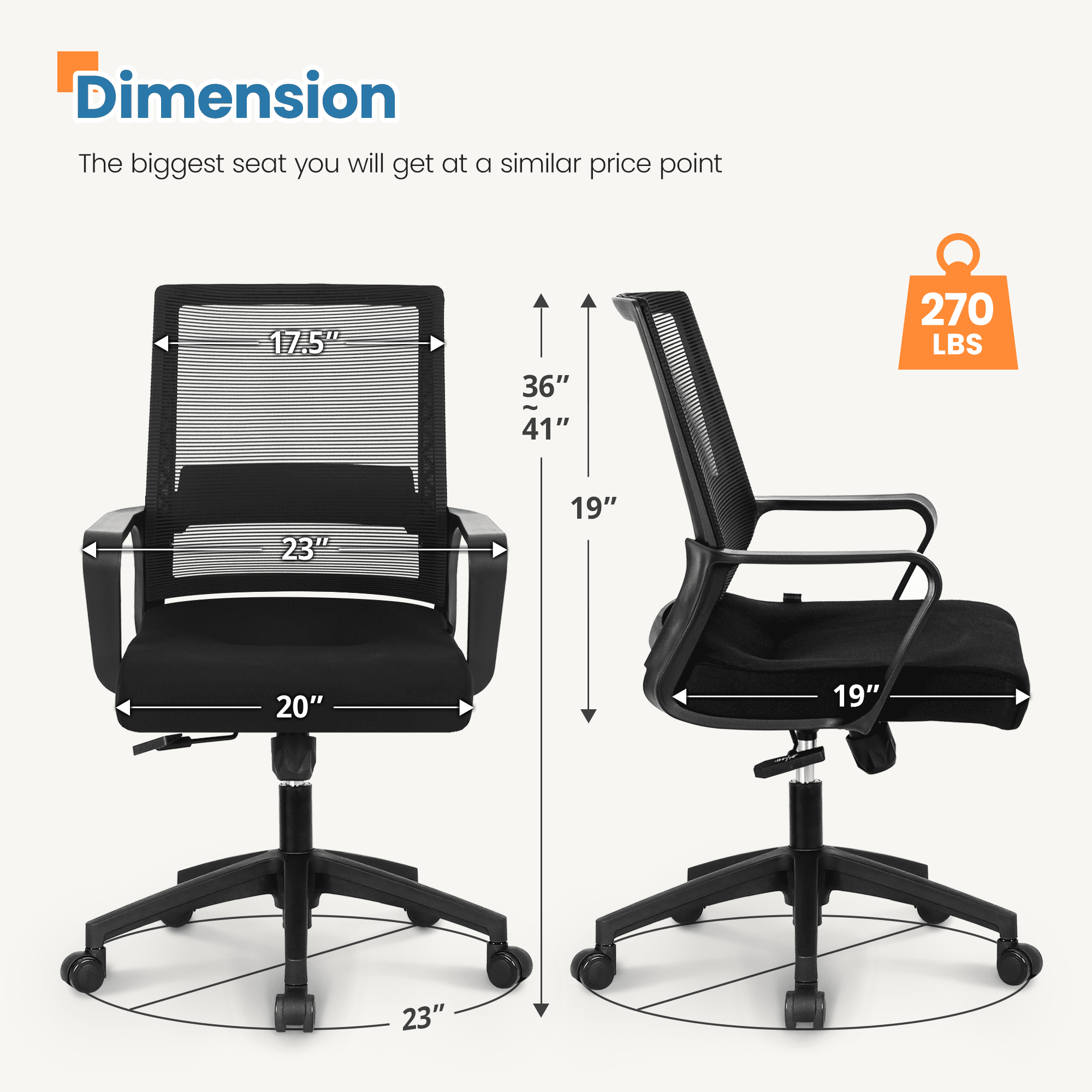 NEO CHAIR Office Chair, Ergonomic Lumbar Support, Adjustable Desk Chair with Armrests, Black