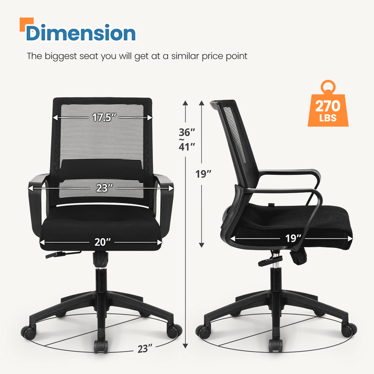Neo Chair MB-7 Ergonomic Mid Back Adjustable Mesh Home Office  