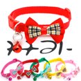 thumbnail image 1 of Pet Plaid Bowknot Collar for Cat Dog Adjustable Collar with Bell, 1 of 6