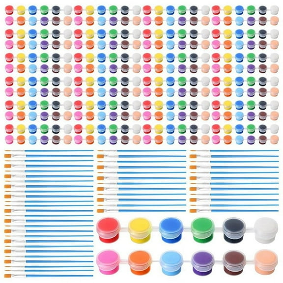 336 Pcs Mini Acrylic Paint Set 24 Set 12 Colors Acrylic Paint Strips 48Pcs Painting Brushes for Kids Adults (2ml)