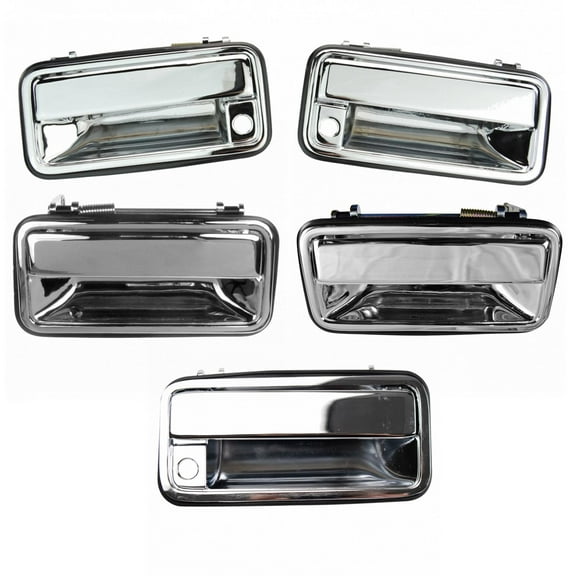 TRQ Outside Door Handle Chrome Front & Rear Set of 5 for Suburban Tahoe Yukon DHA32388