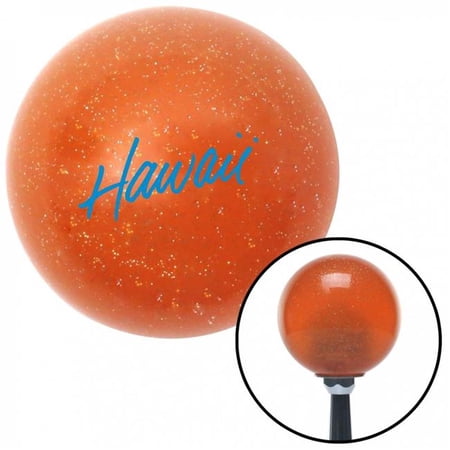 American Shifter Blue Hawaii Text Orange Metal Flake Shift Knob with M16 x 1.5 Insert Shifter Auto