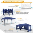 thumbnail image 6 of COBIZI 10x20 Pop-up Canopy Tent for Parties, Easy Up Party Tent Waterproof Canopy Tent with Sidewalls, Outdoor Event Tent for Wedding, Backyard, with Center Lock, Sandbags,Top Reinforced,dark blue, 6 of 8