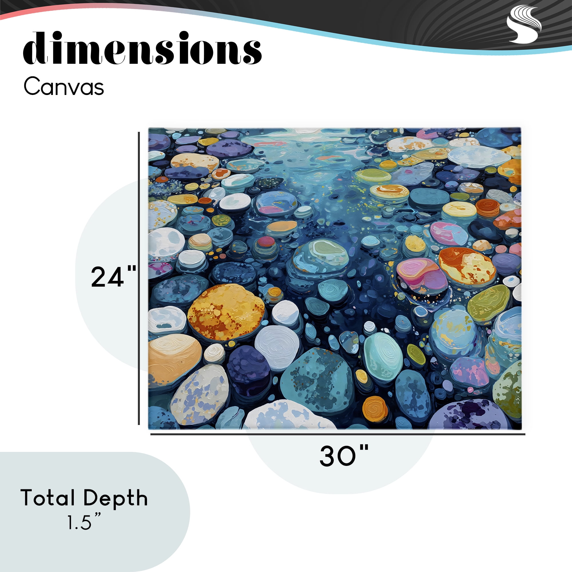 Stupell Industries Rainbow Rocks in River Canvas Wall Art, design by Franklyn Gregory
