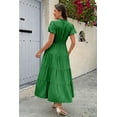 thumbnail image 4 of NAYTOAO Womens Midi Dress Summer Casual A Line Maxi Shirt Dresses Spring Short Sleeve Button Front V Neck Pockets Work Dress, 4 of 8