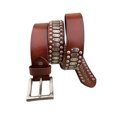 thumbnail image 1 of Thinsony PU Look With Fashionable Men S Belt Exudes Confidence Wide Application Punk Rock Style Rivet Belt red brown 125cm 1Set, 1 of 6