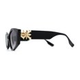 thumbnail image 4 of Womens Celtic Cross Motif Hinge Mod Geometric Cat Eye Sunglasses Black Gold Smoke, 4 of 4