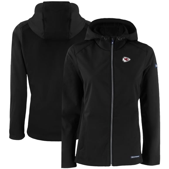 Women's Cutter & Buck Black Kansas City Chiefs Evoke Eco Softshell Recycled Full-Zip Hooded Jacket