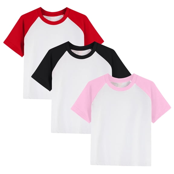 Luvrsol 3 Pack Unisex Kids Solid Basic Short Sleeve Cotton Multipack Basic Undershirts 110-150