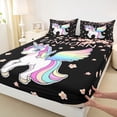 thumbnail image 4 of Erosebridal Cute Unicorn Queen Sheet Sets,Pink Flowers Cherry Blossom Bed Set For Kids Girls 4pcs, 4 of 6