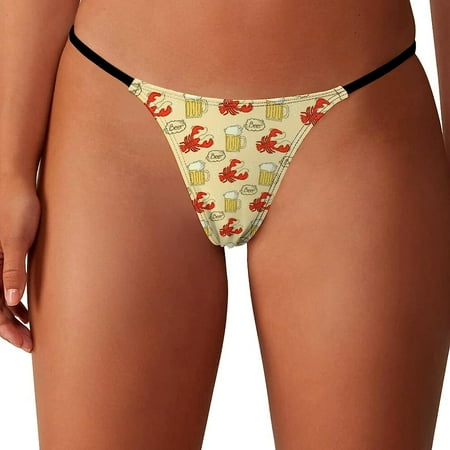 

Beer And Crawfish Seamless Thongs for Women Low Rise Invisible Breathable Thong Panties XS-XL