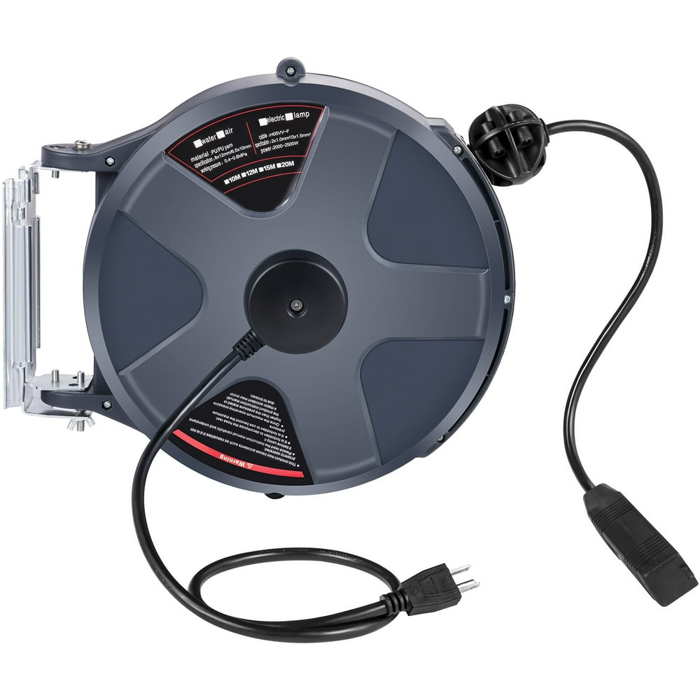 VEVOR Retractable Extension Cord Reel 50+3.2ft, 16/3 SJT Power Cord