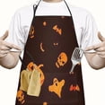 thumbnail image 2 of Orange Halloween Spooky Elements Apron-Garden Aprons for Women with Pockets-Cotton Linen Waterproof Kitchen Cooking Gardening Aprons Adjustable for Kitchen,Cooking,BBQ and Salon 33"x27", 2 of 7