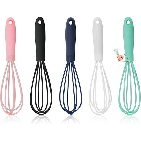 Silicone Rubber Whisk,Premium Whisks For Cooking Non Scratch,Stainless Steel & Silicone Wisk For Nonstick Cookware Pans, High Heat Resistant kitchen Whisks set