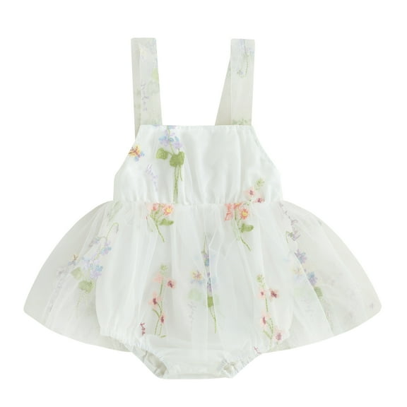 Bagilaanoe Newborn Baby Girl Summer Rompers Dress Flower Embroidery Sleeveless Bodysuits 6M 9M 12M 24M Infant Patchwork A-line Dresses