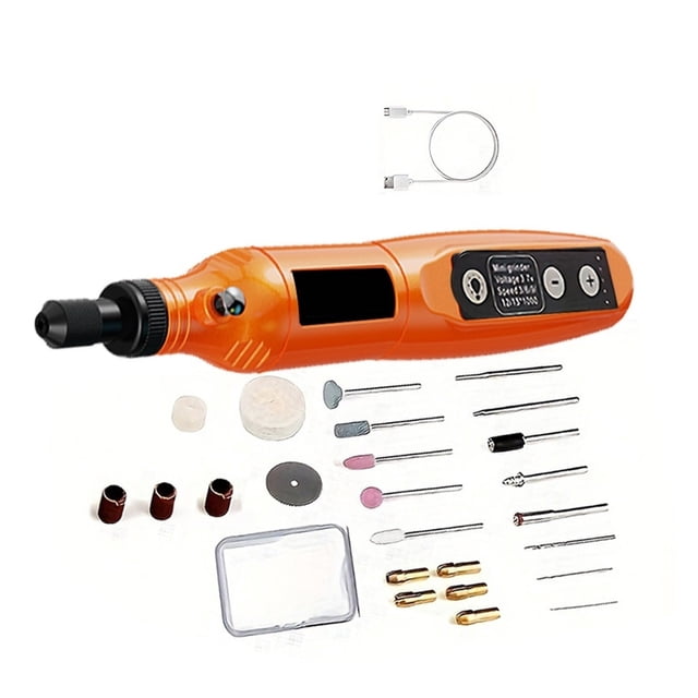 Kit d'Outils Rotatif Sans Fil USB Stylo de Gravure pour Menuiserie Métal Verre Mini Perceuse Sans Fil, Compact et Léger Portable