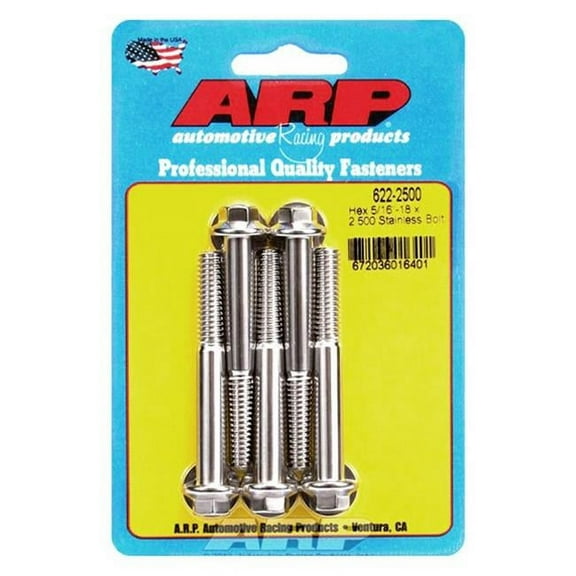 ARP 622-2500 0.31-18 x 2.5 in. Stainless Steel 6 Point Bolt Kit - Set of 5