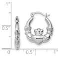 thumbnail image 3 of 925 Sterling Silver Rhodium Plated 3/5in Claddagh Hollow Hoop Earrings (0.7IN x 0.6IN ), 3 of 3