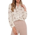 thumbnail image 1 of CAMISETA CHIC para Mujeres, Camisas de Botones con Estampado Floral, Top de Cuello Redondo Notched XL Albaricoque, 1 of 6