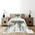 thumbnail image 3 of Ambesonne Botanical Quilted Bedspread Set 2 Pcs, Leaves Cascading Down Art, Twin Size, Green Blue and White, 3 of 4