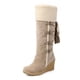 thumbnail image 2 of Botas de nieve con tacón de aguja y manga alta con borlas y encaje en la espalda, talla grande europea y americana, 2 of 5