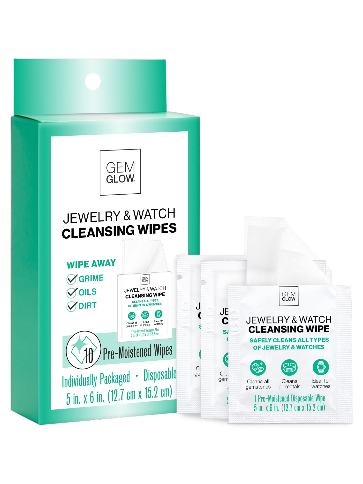 Gem Glow Jewelry Care Wipes, Clean All Jewelry, Watches, Accessories, 10 ct.