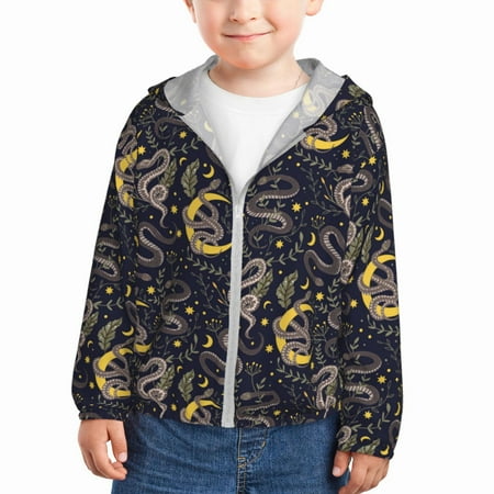 

Gaeub Snake Sleep Print Athletic Sun Protection Hoodie for Kids Long Sleeve Outdoor UV Shirt Running Fishing Top for Boys Girls-18 Months