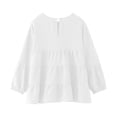 thumbnail image 3 of Gibobby ropa Niñas blusas Camiseta básica sólida de cuello redondo para niños pequeños y niñas, blusa informal holgada de manga larga, camisetas （Blanco， 6-7 Años), 3 of 4